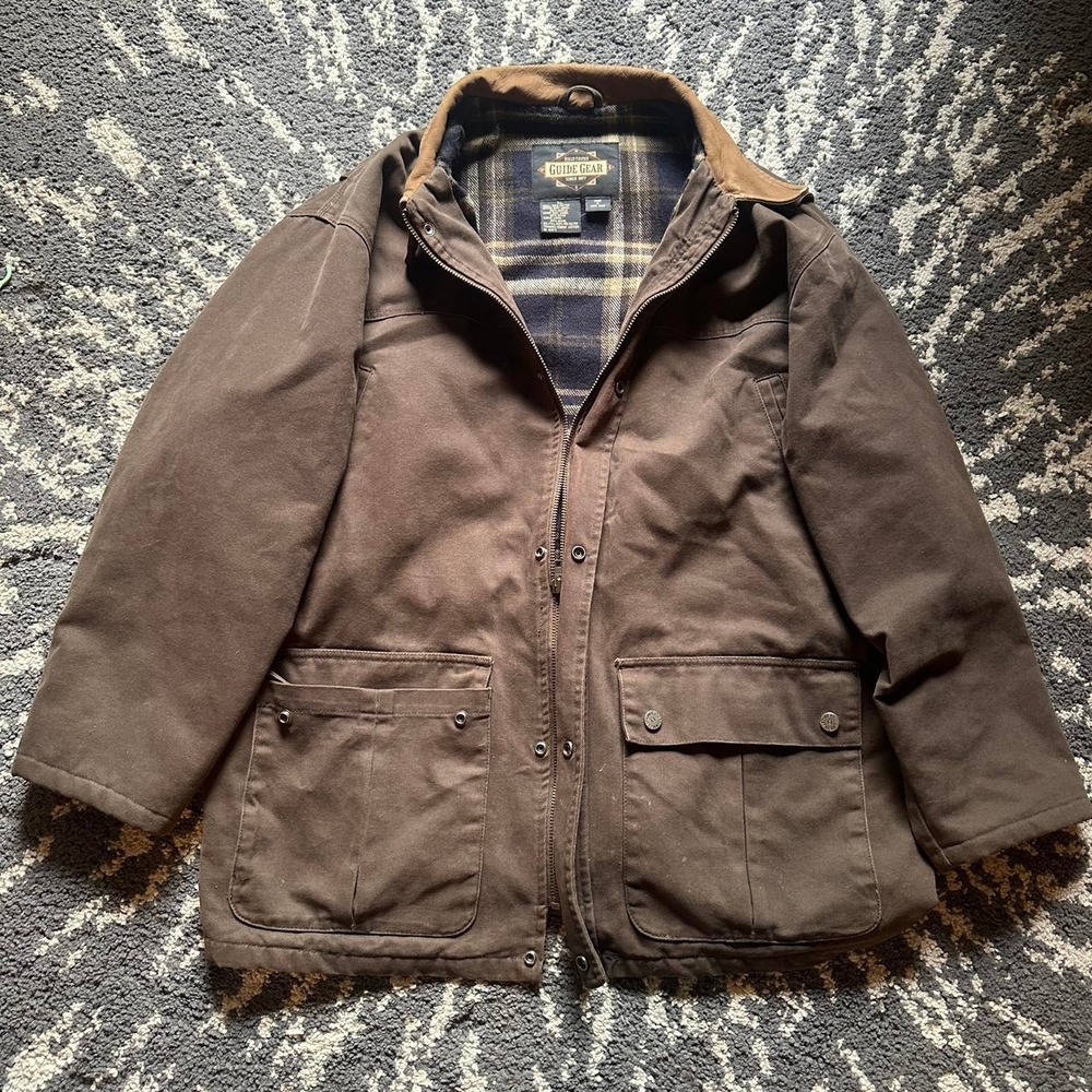 Brown Guide Gear jacket with plaid lining Size XL